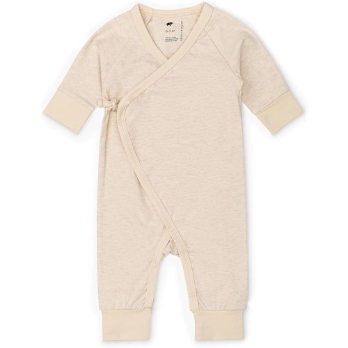 monica + andy Kimono Tie Long Sleeve One Piece, 100% Organic Baby Clothes for Girls & Boys, Preemie, Newborn & Infant