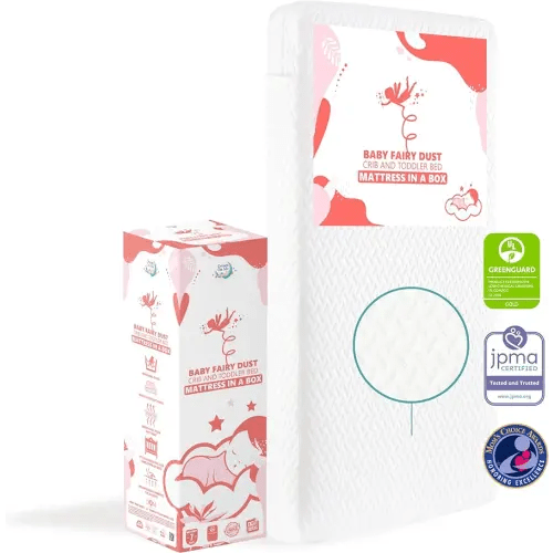 Dream On Me Baby Mattress, Greenguard Gold & JPMA Certified Crib Mattress, Fits All Standard Cribs & Toddler Beds, Waterproof Sleep Surface and Machine Washable Outer Cover