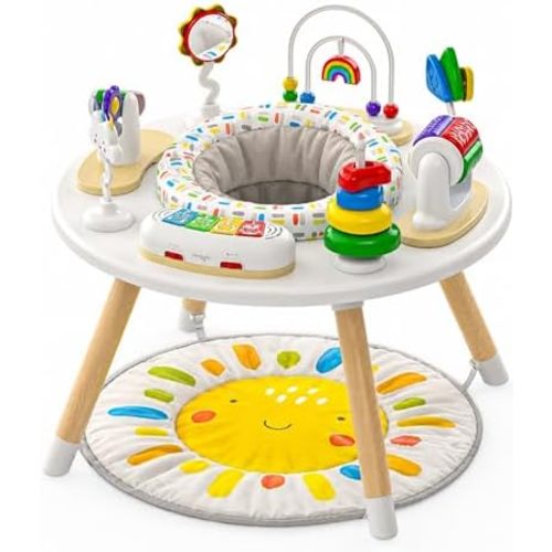 Little Acorn, 4-in-1 Baby Activity Center | Montessori-Inspired Design | 8 Interactive Toys | Tummy Time, Exersaucer & Toddler Table | Shower Gift | Essential (Sun)