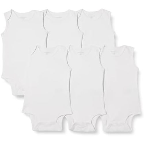 Amazon Essentials Unisex Babies' Sleeveless Cotton Rib Bodysuits, Pack of 6