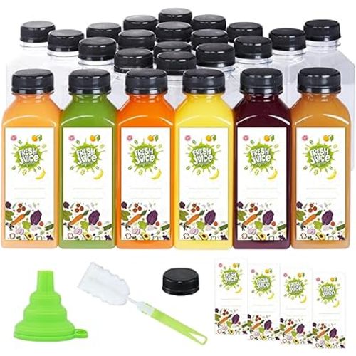The Buyer Choice 48pcs 12oz Plastic Bottles with caps bulk – Clear Reusable Juice Bottles with caps for smoothies, Disposable Empty bottles for drinks, Juice containers with lids for fridge