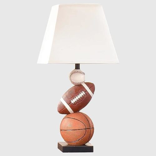 HERBESTBAY Kids Table Lamp, 14 Inch Football, Basketball & Baseball Design with Cute Lampshade, Sports-Themed lamp Ideal for Children's Bedroom Decor, Bedside Lamp Includes LED Bulb