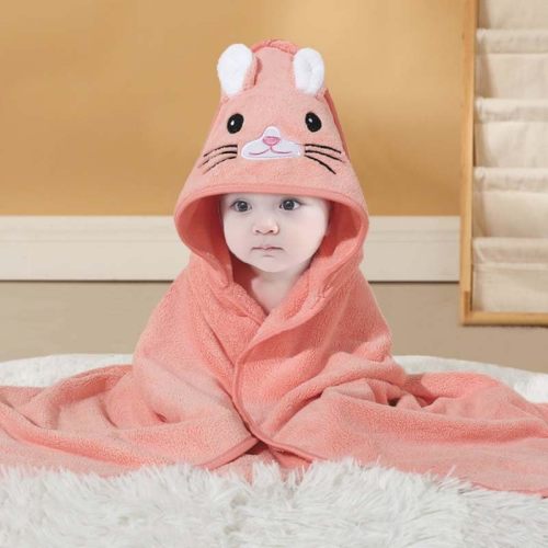 Gucilulu Hooded Baby Towel - Premium Soft Bath Towel for Baby, Newborn,Infant - Ultra Absorbent,Natural Baby Stuff Towel, Soft Coral Velvet Coral Fleece Bath Towel for Boys and Girls (Orange Cat)