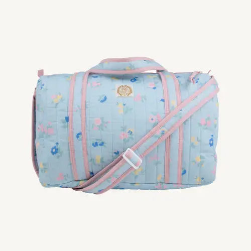 Stewart's Sleepover Tote Little London Flowers Pink Gingham - Kids Overnight Bag