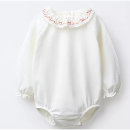 EMBROIDERED COLLAR BODYSUIT - Ecru | ZARA United States