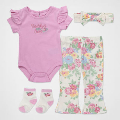 Baby Essentials Baby Girls 4-pc. Pant Set