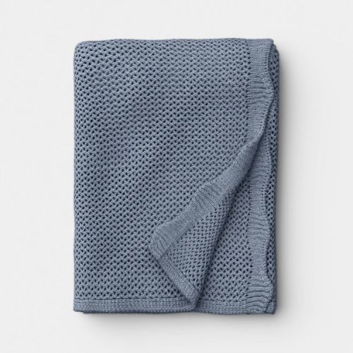 Knit Throw with Scalloped Edge Chicory Blue - Threshold™