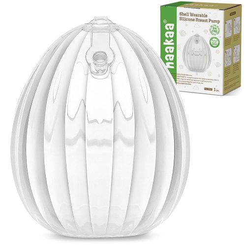haakaa Wearable Breast Pump, Silicone Shell Breast Pump - Hands Free, Passive Breast Milk Collector Shield for Newborns, Breastfeeding, 120ml-1 pc