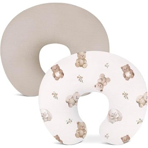 Nursing Pillow Covers 2 Pack, Muslin Breastfeeding Pillow Covers for Baby