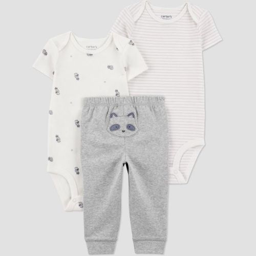 Carter's Just One You® Baby Boys' 3pc Racoon Printed Bodysuit Set - Gray