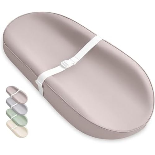 Blissful Diary Vegan Leather Baby Changing Pad with Waterproof & Wipe-Clean PU Cover, Avocado Size Cozy Diaper Changing Pad for Dresser and Table, Taupe