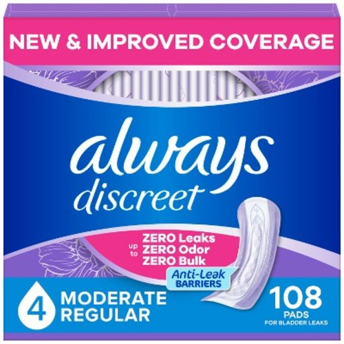 Always Discreet Moderate Incontinence Pads - 108ct