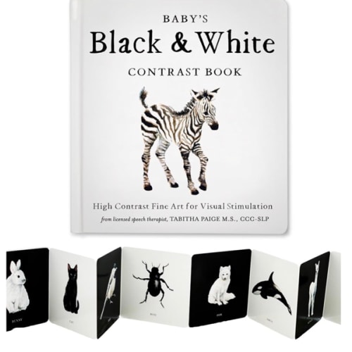 Baby's Black and White Contrast Book: High-Contrast Art for Visual Stimulation at Tummy Time (Tabitha Paige Children's Book Series)