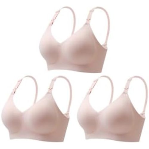 3-Pack Wireless Nursing Bras, Maternity Breastfeeding Bras with Padding, Seamless Hands Free Pumping Support