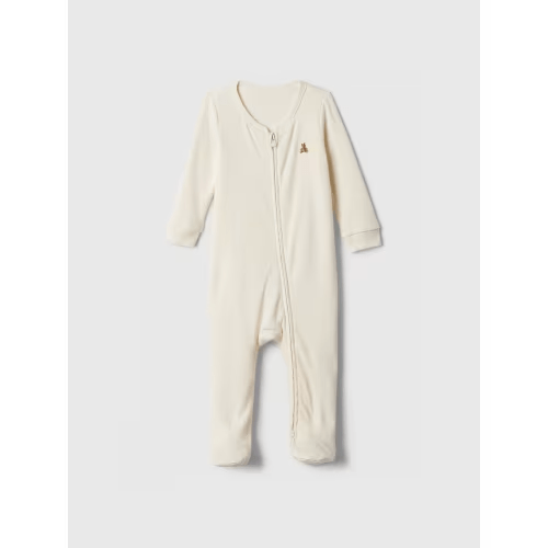Baby Ribbed Two-Way Zip One-Piece 
Ivory Cream Frost 
0-3