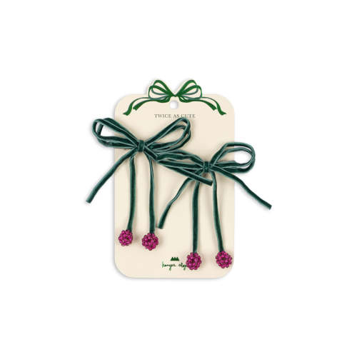 2 PACK CHERRY BOW HAIR CLIPS - smoke pine