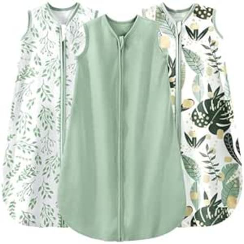 Yoofoss Baby Sleep Sack 0-6 Months Wearable Blanket for Babies 100% Organic Cotton 2-Way Zipper TOG 0.5 Toddler Sleeping Sack 3 Pack, Sleep Sacks