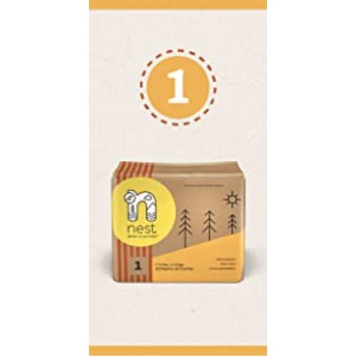 Nest Baby Diapers, Size 1, 7-13 lbs. (56 Count) Disposable Premium Diapers for Newborn Babies, Gentle Plant-Based Materials, Fragrance-Free