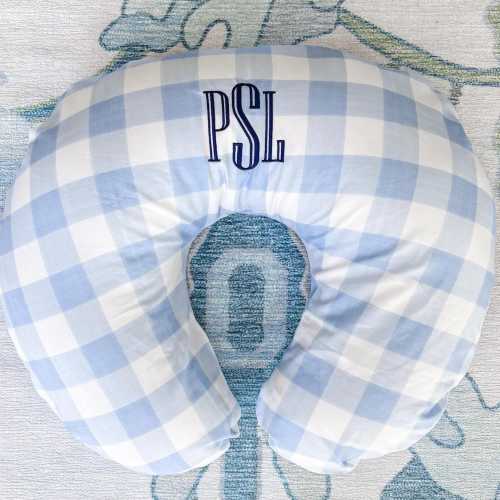 Custom Embroidered Monogram Breastfeeding Nursing Pillow Cover - Baby Boy Gift