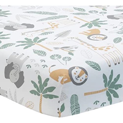 Lambs & Ivy Jungle Friends 100% Cotton Safari Animals Baby Fitted Crib Sheet