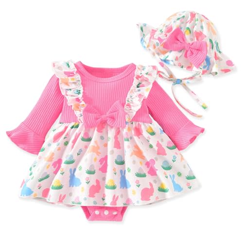 Aalizzwell Infant Baby Girls One Piece Romper Dress with Hat 0-18 Months