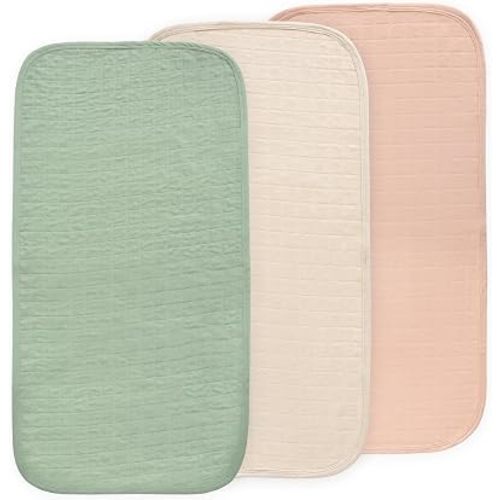 mushie Water Repellent Changing Pad Liners | Cotton (Blush Combo)