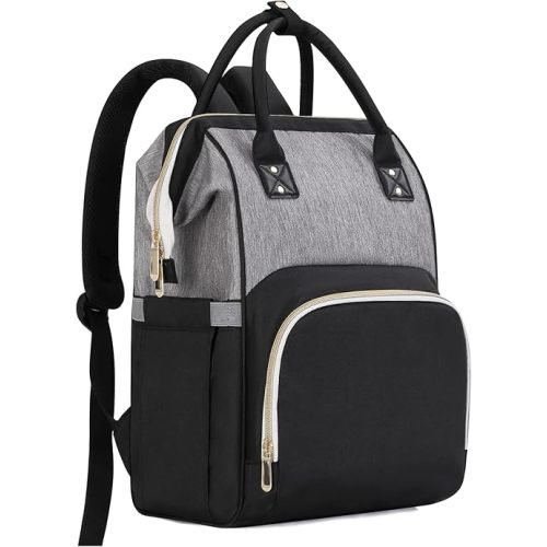 Femuar Diaper Bag Backpack Multifunction Maternity Nappy Baby Bag for Girls & Boys Large Capacity Travel Diaper Bags Black Gray