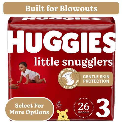 Huggies Little Snugglers Baby Diapers, Size 3 (16-28 lbs), 26 Ct (Select for More)