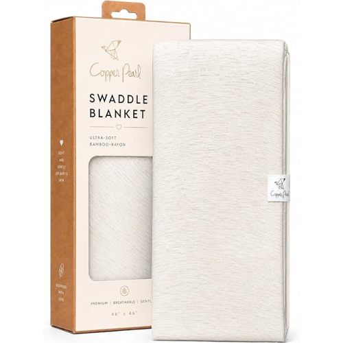 Copper Pearl Swaddle Blankets for Newborns | Soft Stretchy Receiving Blankets for Boys and Girls | Large 46 x 46 Inch Baby Blankets | Lightweight and Breathable Swaddles | Oat