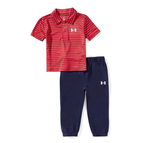 Under Armour Baby Boys Short Sleeve Striped Polo Shirt & Matching Jogger Set