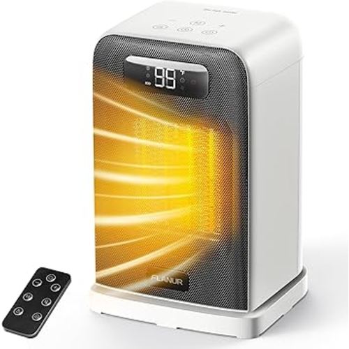 Space Heaters for Indoor Use, 1500W Small Desk Heater 2 in 1 with Remote, Thermostat, LED Display, Overheat & Tip Over Protection, 12H Timer, 70° Oscillating Heater for Office (White, 1Pack)