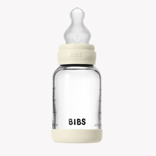 BIBS Baby Glass Bottle Set 4oz Silicone - Ivory | Smooth Feeding – Bibsworld store US