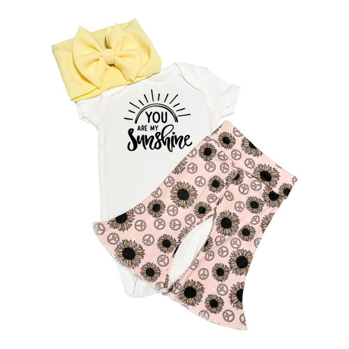 Sunflower Bell Bottom Outfit: Baby Girl Coming Home Set