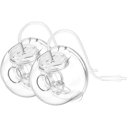 2 Pack CaraCups Wearable Milk Collection for Spectra S1 S2 9 Plus and SG, Wearable Breast Pump Collection Cup Compatible with Spectra/Medela/Lansinoh, 24mm Flange Milk Collector Cup Tubing Parts