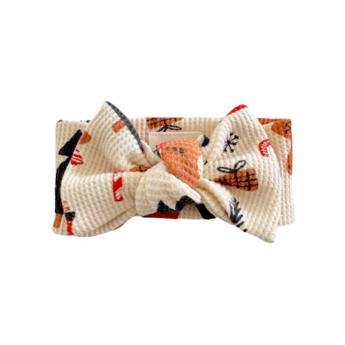 Organic Waffle Knot Bow, Gingerbread Wonderland Snow – SpearmintLOVE