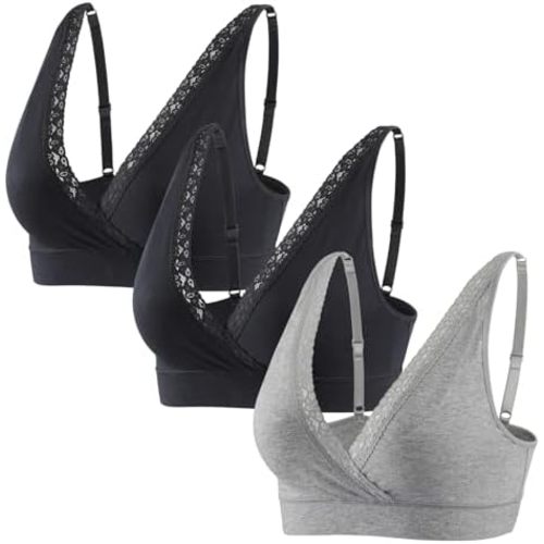 Lace Cotton Sleep Bras for Women, Maternity Nursing Bras, Pregnancy Support Bra with Adjustable Straps