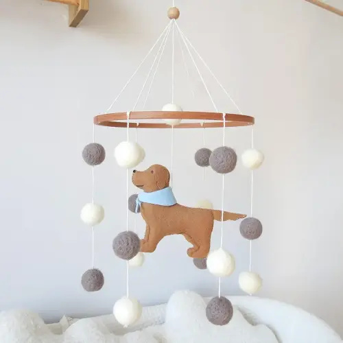 Baby Crib Mobile for Boys Girls Dog Mobile Baby Mobile for Crib Mobile for Bassinet with Felt Ball