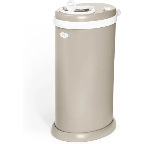 Ubbi Stainless Steel Diaper Pail, Odor Locking, No Special Bag Required, Award-Winning, Registry Must-Have, Taupe