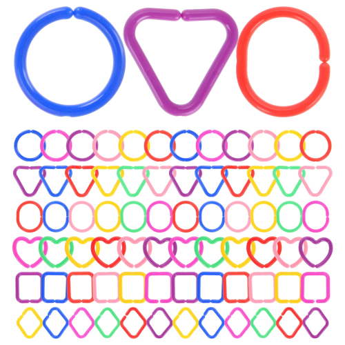 QIDITONG 30pcs Toddler Geometric Link Rings Toy For Preschool Kids To Cognitive Skills Creativity Plastic Chain Links For Home And Classroom