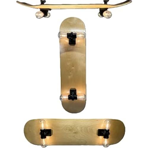 Skateboard Display Lamp Kit – DIY Wall Ceiling Mount Light Fixture Using LED Bulbs – for Teens, STEM Students, Room Décor, Collectible Showcase, Retro, Bar, Man Cave - Easy Assembly (White)