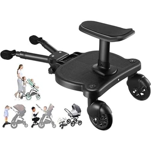 Universal Stroller Board Buggy Board Rider Stroller Glider Board Stroller Board Stroller Standing Platform with Detachable Seat Suitable for Most Brands of Strollers, Holds Children Up to 55lbs