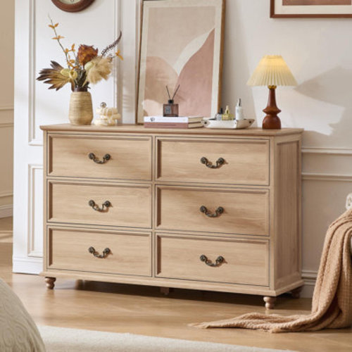 Rosalind Wheeler Farmhouse Six-Drawer Wood Dresser | Wayfair