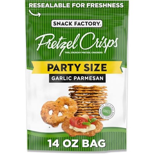 Snack Factory Garlic Parmesan Pretzel Crisps, 14 OZ Party Size Bag