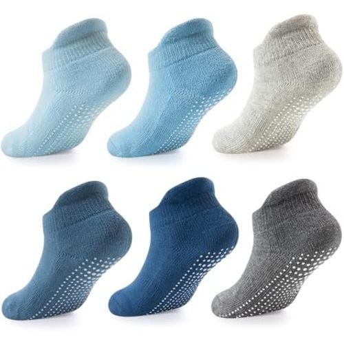 LA ACTIVE Non Slip Grip Ankle Boys and Girls Socks with Non Skid for Babies Toddlers and Kids Back to School