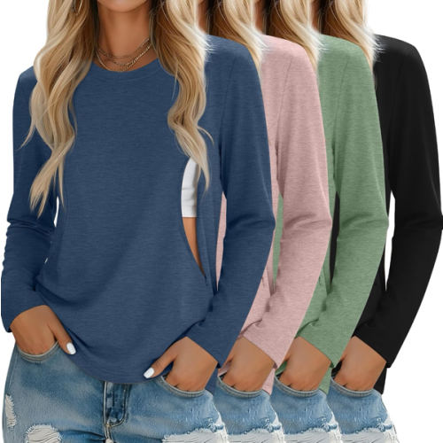 4 Pack Nursing Breastfeeding Tops with Hidden Zipper
