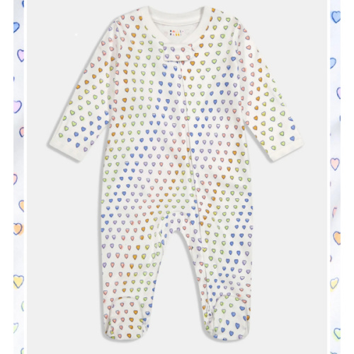 Infant Disco Hearts Zipper Footie