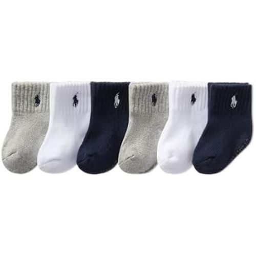 Polo Ralph Lauren Baby’s Classic Sport Ankle Socks, 6 Pair Pack, Soft Stretchy Yarn & Stay Up Top