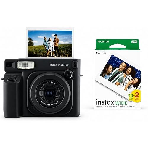 FUJIFILM instax Wide 400 Instant Camera - Jet Black with 20 Exposure Wide Film