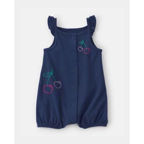 Baby Girl Cherry Sleeveless Romper - Navy Blue | Carter's