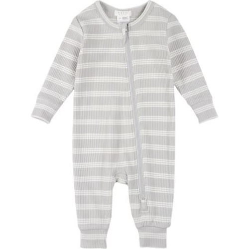 Lunar Rock Stripe Rib Fitted One-Piece Pajamas, Newborn